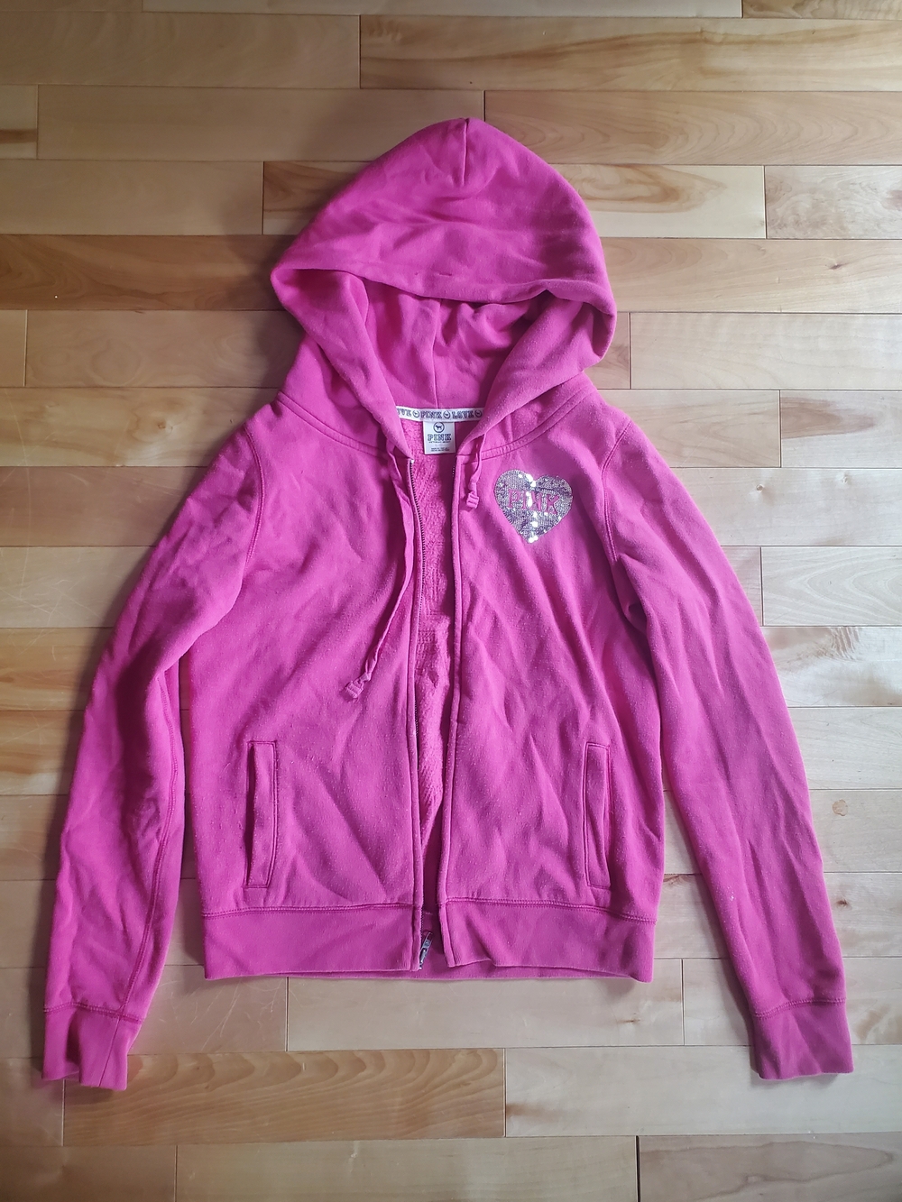 Victoria's Secret Pink Hooded Zip Sequin Heart Jacket